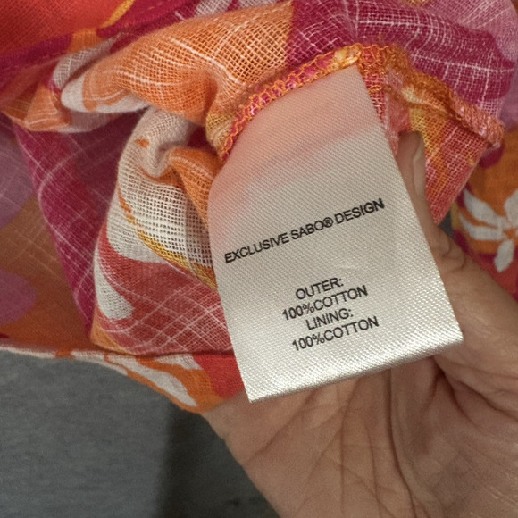 Sabo Short Set Women Sz XS - S Orange Red Lightweight Sheer Tropical - SIZE NOTE - Picture 8 of 14